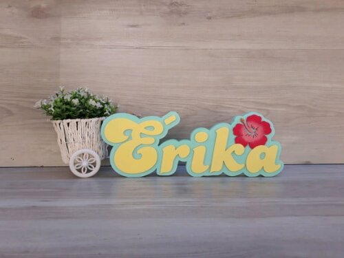 Nome de Mesa Festa Havaiana - Érika - 12 cm