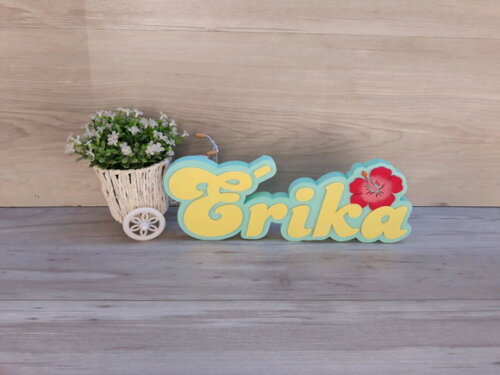 Nome de Mesa Festa Havaiana - Érika - 12 cm
