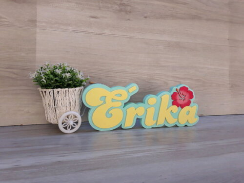 Nome de Mesa Festa Havaiana - Érika - 12 cm
