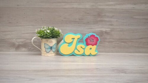 Nome de Mesa Festa Havaiana - Isa - 15 cm