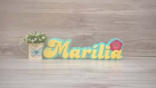 Nome de Mesa Festa Havaiana - Marília - 12 cm
