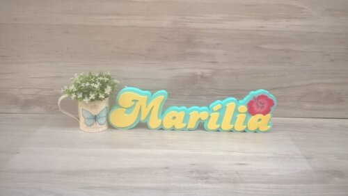 Nome de Mesa Festa Havaiana - Marília - 12 cm