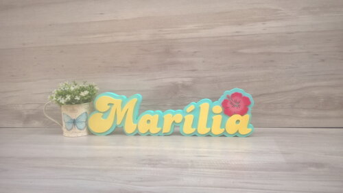 Nome de Mesa Festa Havaiana - Marília - 12 cm