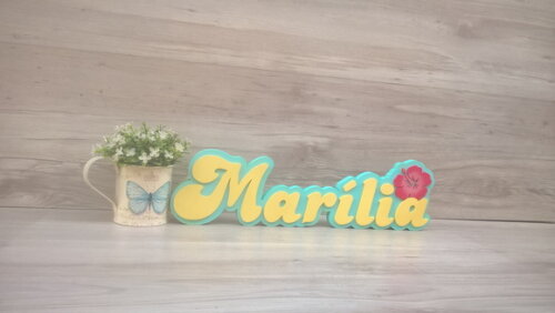 Nome de Mesa Festa Havaiana - Marília - 12 cm