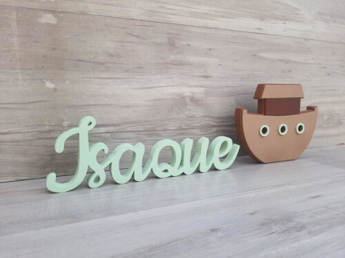 Nome de Mesa mdf - Linha Ck - Isaque - 10 cm + Arca de Noé