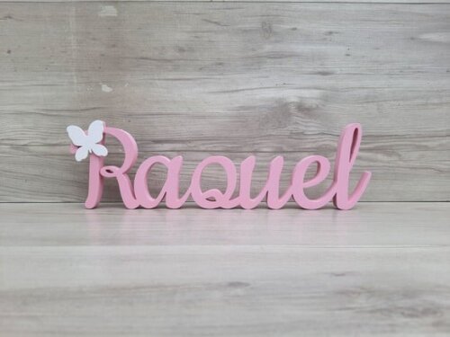 Nome de Mesa mdf - Linha Ck Aplique Borboleta - Raquel 10 cm