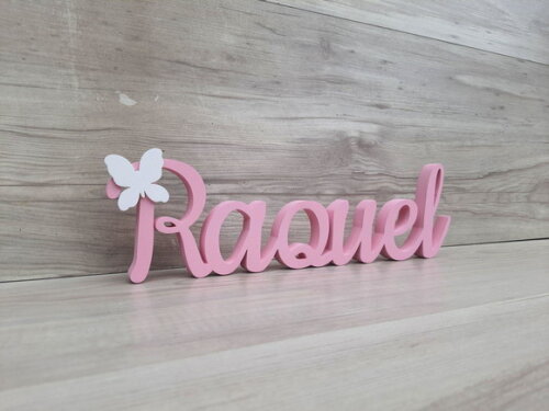 Nome de Mesa mdf - Linha Ck Aplique Borboleta - Raquel 10 cm