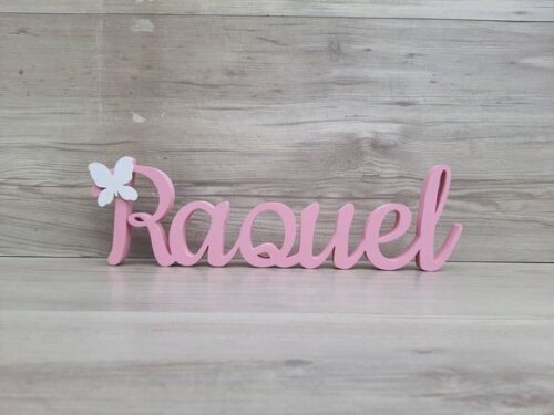 Nome de Mesa mdf - Linha Ck Aplique Borboleta - Raquel 10 cm