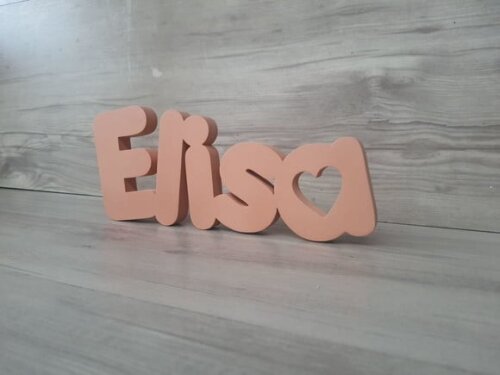 Nome de Mesa mdf - Mod Pk Vazado Coração - Elisa 10 cm
