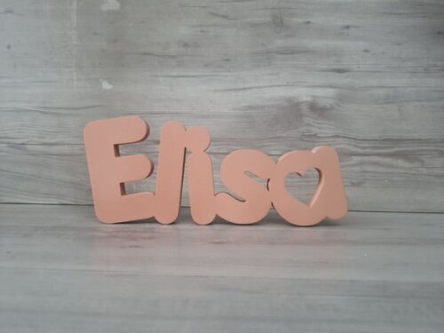 Nome de Mesa mdf - Mod Pk Vazado Coração - Elisa 10 cm