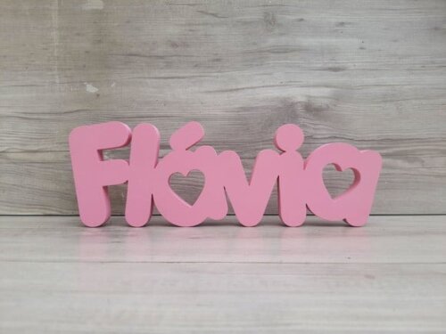 Nome de Mesa mdf - Mod Pk Vazado Coração - Flávia - 10 cm