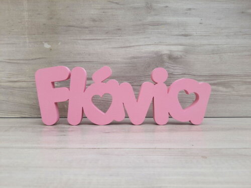Nome de Mesa mdf - Mod Pk Vazado Coração - Flávia - 10 cm