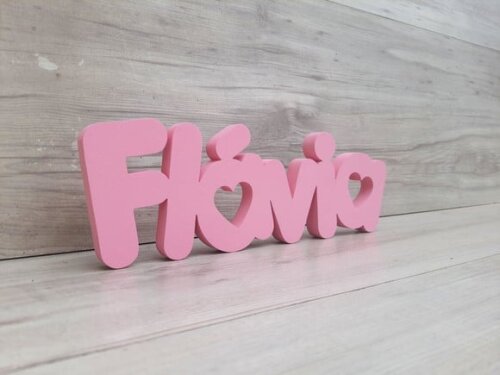 Nome de Mesa mdf - Mod Pk Vazado Coração - Flávia - 10 cm