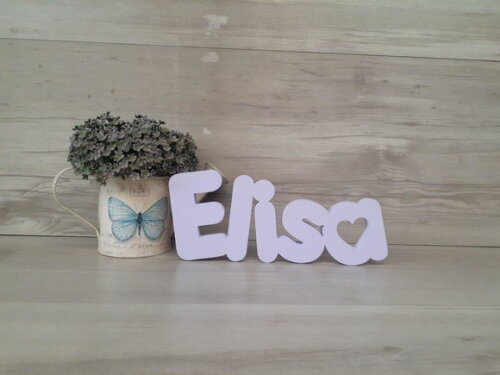 Nome de Mesa mdf - Mod Pk Vazado Coração - Elisa 10 cm