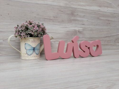 Nome de Mesa mdf - Mod Pk Vazado Coração - Luísa 10 cm