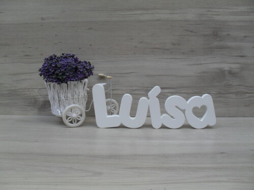 Nome de Mesa mdf - Mod Pk Vazado Coração - Luísa 13 cm