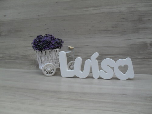 Nome de Mesa mdf - Mod Pk Vazado Coração - Luísa 13 cm