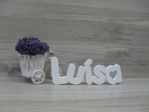 Nome de Mesa mdf - Mod Pk Vazado Coração - Luísa 13 cm