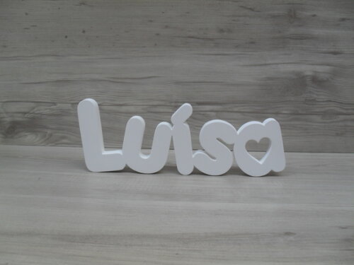 Nome de Mesa mdf - Mod Pk Vazado Coração - Luísa 13 cm
