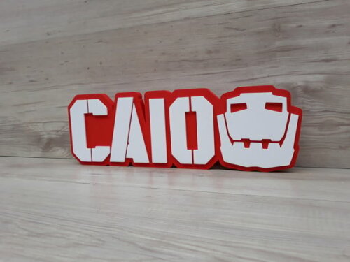 Nome de mesa MDF - Modelo Dinotrux - Caio - 13 cm