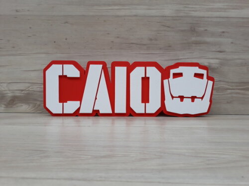 Nome de mesa MDF - Modelo Dinotrux - Caio - 13 cm