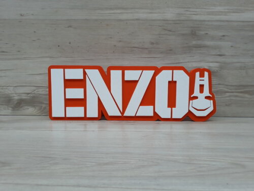 Nome de mesa MDF - Modelo Dinotrux - Enzo - 13 cm