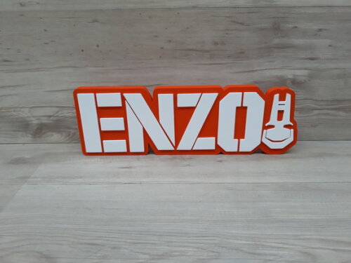 Nome de mesa MDF - Modelo Dinotrux - Enzo - 13 cm