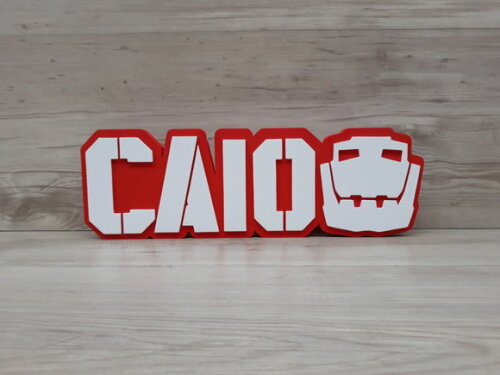 Nome de mesa MDF - Modelo Dinotrux - Caio - 13 cm