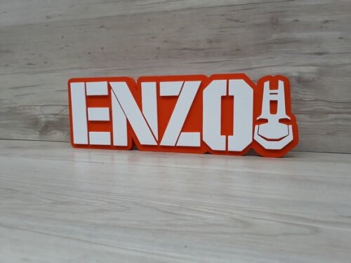 Nome de mesa MDF - Modelo Dinotrux - Enzo - 13 cm
