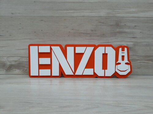Nome de mesa MDF - Modelo Dinotrux - Enzo - 13 cm