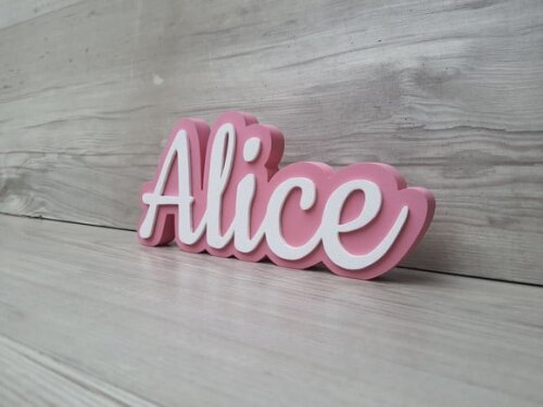 Nome de Mesa Sobreposto em mdf - Linha Ck - Alice - 10 cm