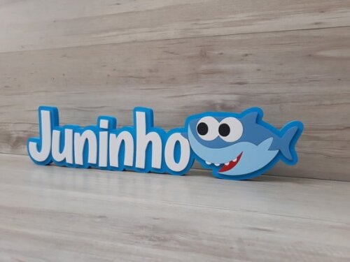 Nome de Mesa Tema BABY SHARK - Juninho 12 cm