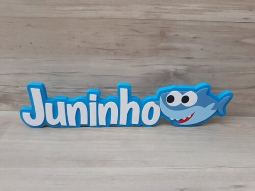 Nome de Mesa Tema BABY SHARK - Juninho 12 cm