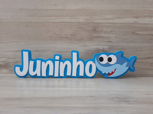 Nome de Mesa Tema BABY SHARK - Juninho 12 cm