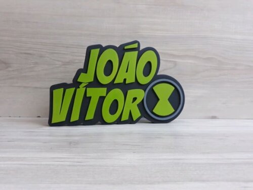 Nome de Mesa Tema Ben 10 - João Vítor - 15 cm