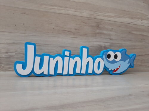 Nome de Mesa Tema BABY SHARK - Juninho 12 cm