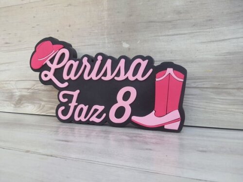 Nome de Mesa Tema Boiadera - Larissa Faz 8