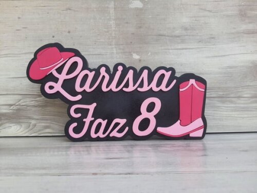 Nome de Mesa Tema Boiadera - Larissa Faz 8