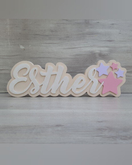 Nome de Mesa Tema Estrelas - Esther - 10 cm