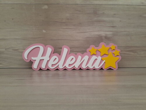 Nome De Mesa Tema Estrelas - Helena - 10 Cm