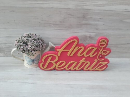 Nome de Mesa Tema Floral Debutante - Ana Beatriz - 17 cm