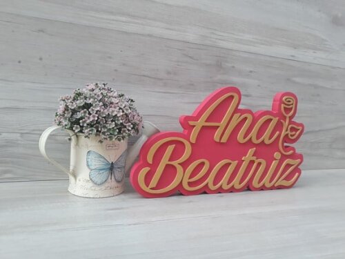 Nome de Mesa Tema Floral Debutante - Ana Beatriz - 17 cm