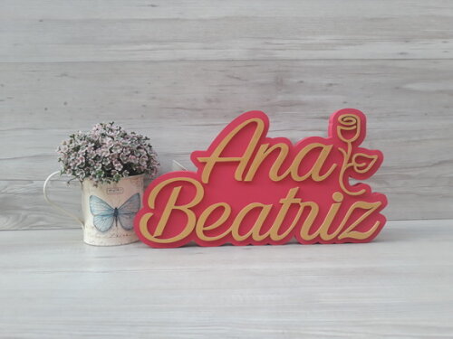 Nome de Mesa Tema Floral Debutante - Ana Beatriz - 17 cm