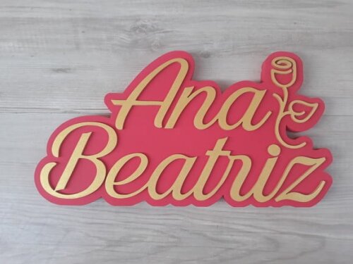 Nome de Mesa Tema Floral Debutante - Ana Beatriz - 17 cm