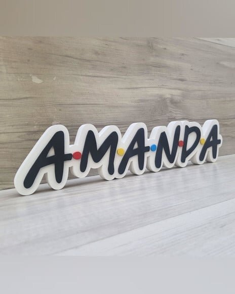 Nome de Mesa Tema Friends - Amanda - 8 cm