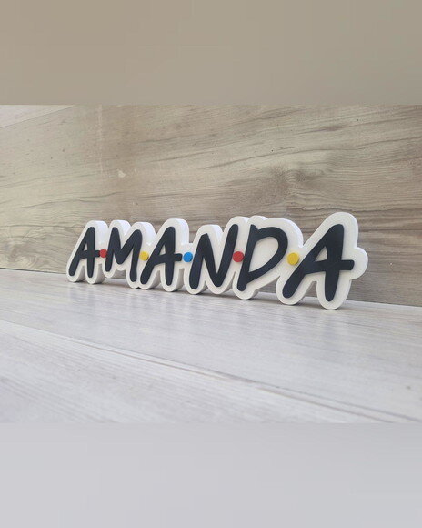 Nome de Mesa Tema Friends - Amanda - 8 cm