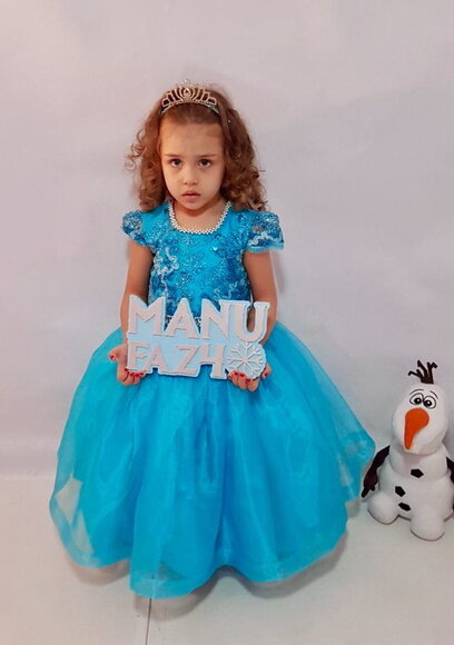Nome de Mesa Tema Frozen - Manu Faz 4 - 15 cm