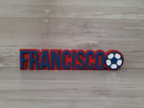 Nome de Mesa Tema Futebol - Francisco - 10 cm