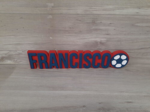 Nome de Mesa Tema Futebol - Francisco - 10 cm