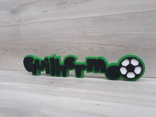 Nome de Mesa Tema Futebol - Guilherme - 10 cm